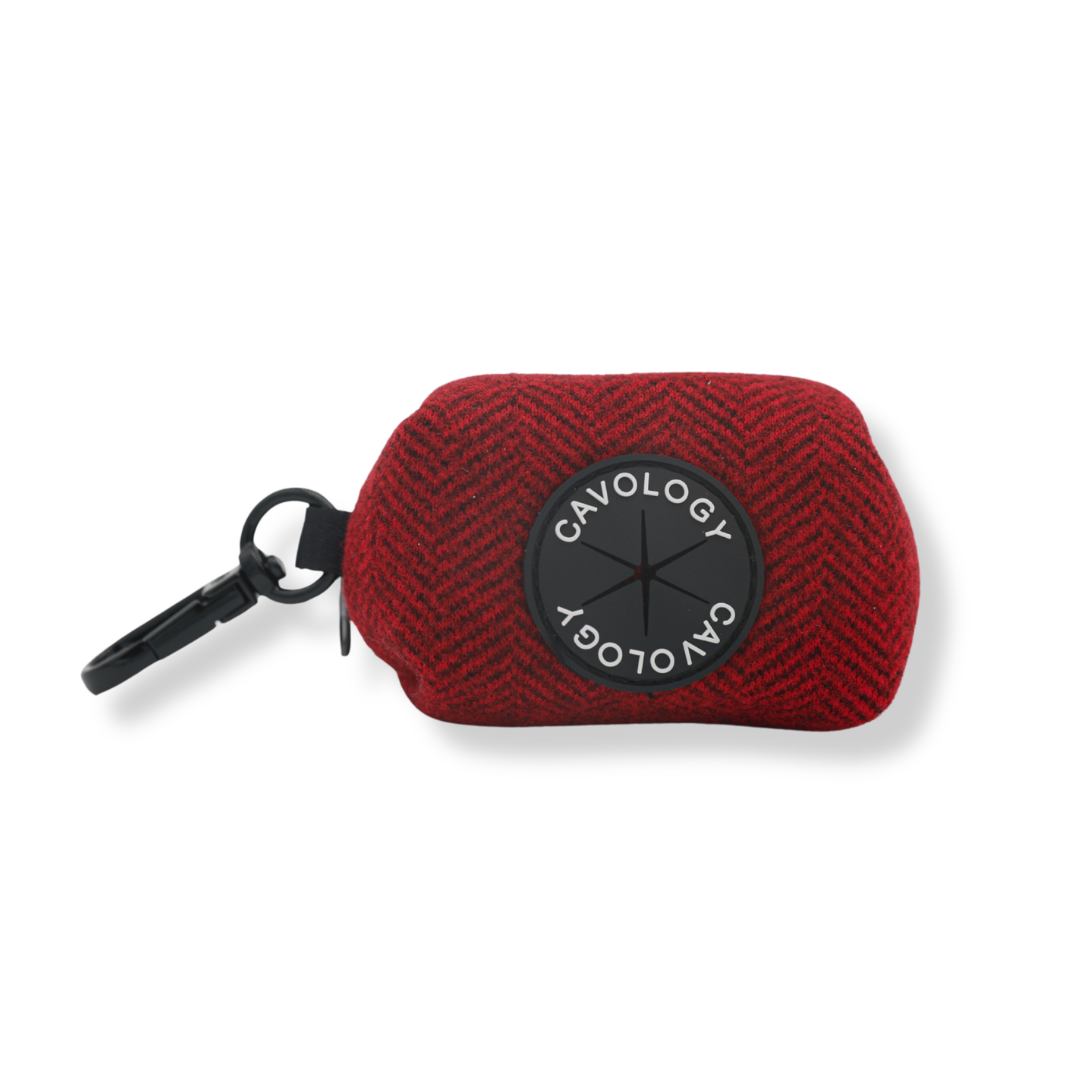 Cranberry Herringbone Waste Bag Dispenser