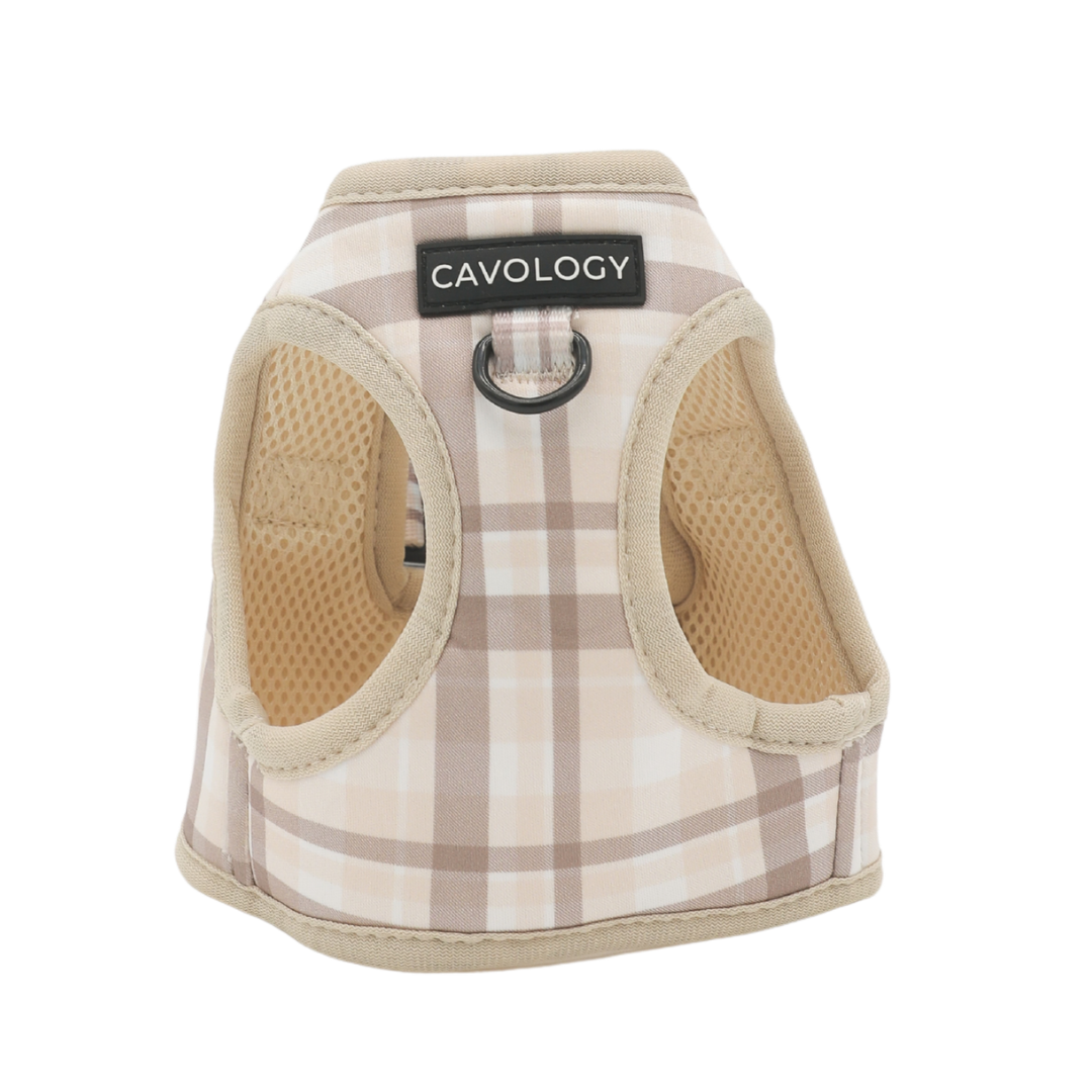 London Fog Cream Plaid Vest Step In Dog Harness