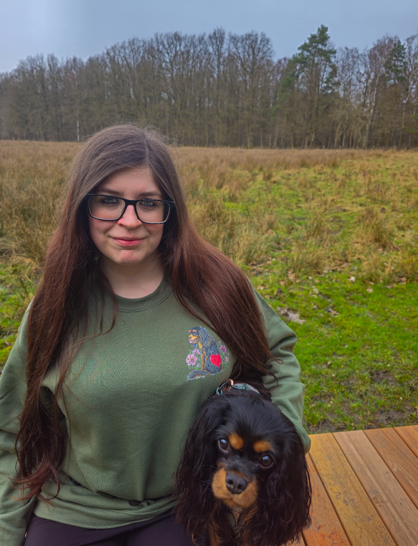 Spring Cavalier King Charles Spaniel Black & Tan Unisex Sweatshirt