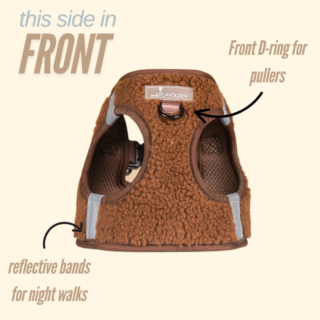 VEST STEP IN HARNESS - BROWN SHERPA TEDDY