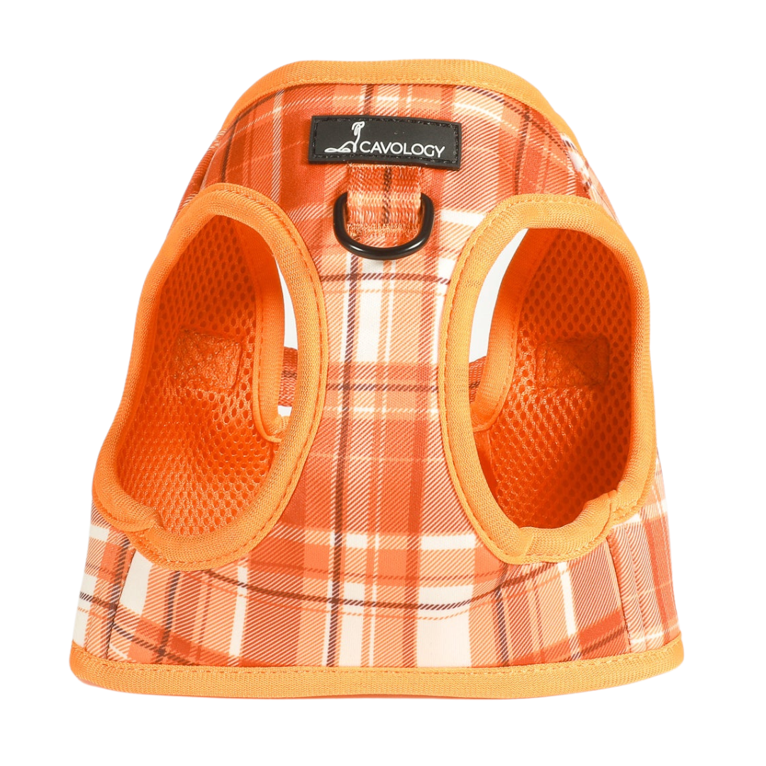 DOG HARNESS VEST STEP IN ORANGE PLAID Pumpkin Spice