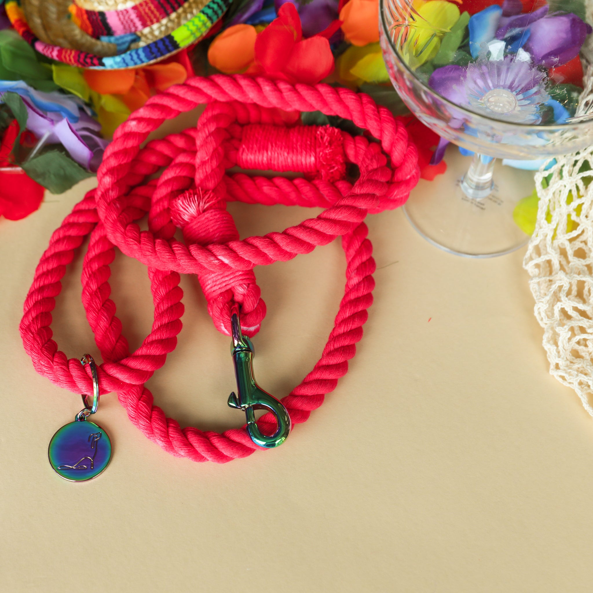 ROPE LEASH - Hibiscus Pink
