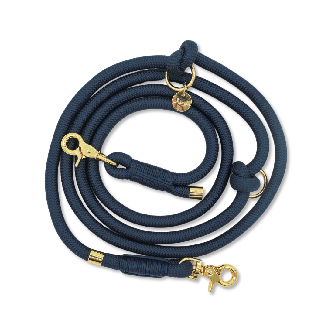 Hands Free Braided Rope Leash - Denim Blue