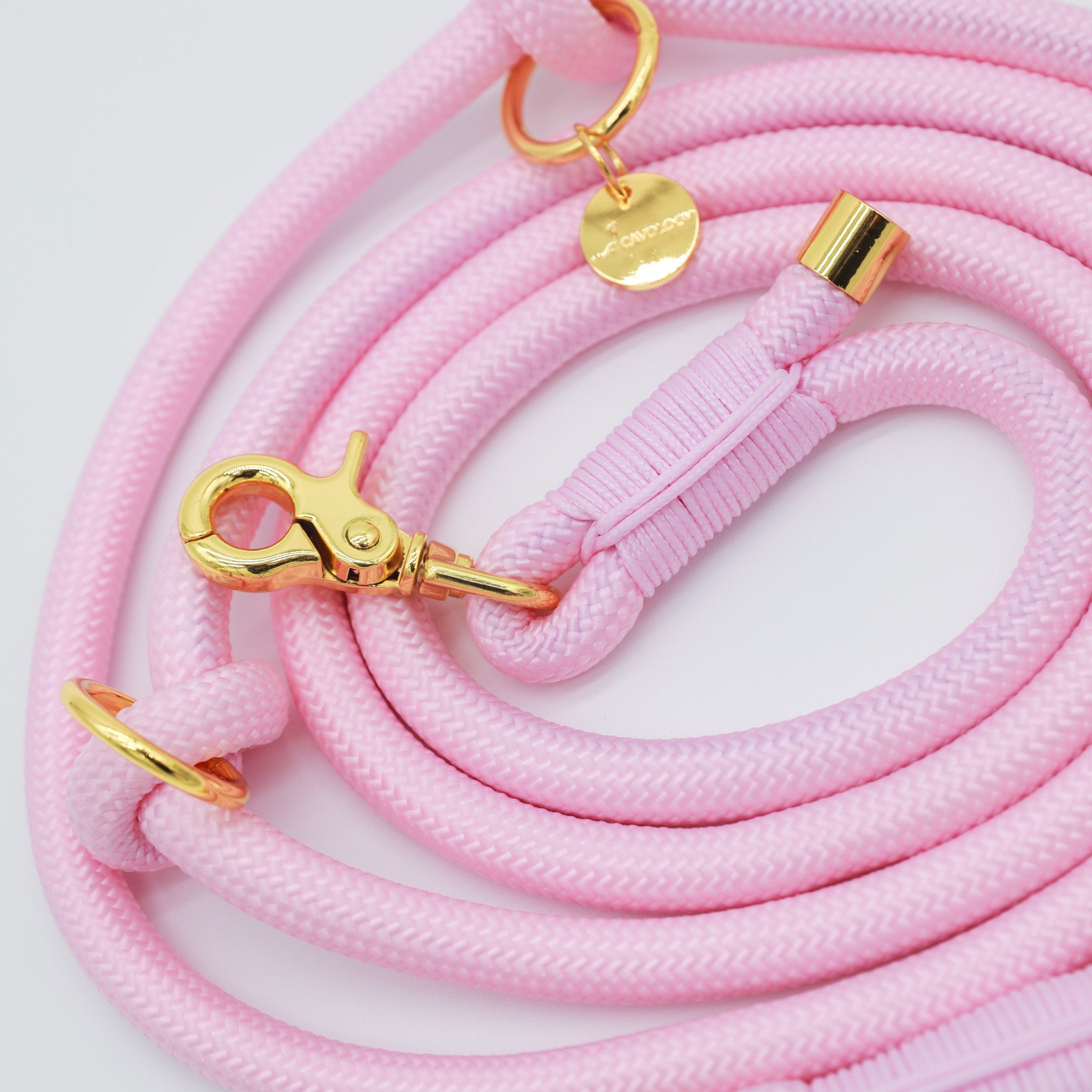 Hands Free Braided Rope Leash - Pink