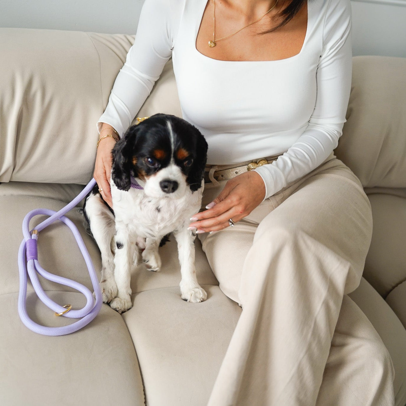 BRAIDED ROPE LEASH - LAVENDER