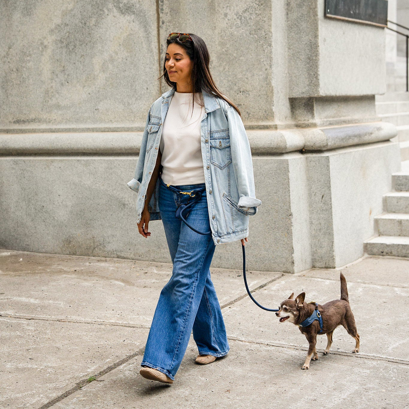 HANDS FREE BUNDLE - EASY-O STEP IN HARNESS Denim Blue