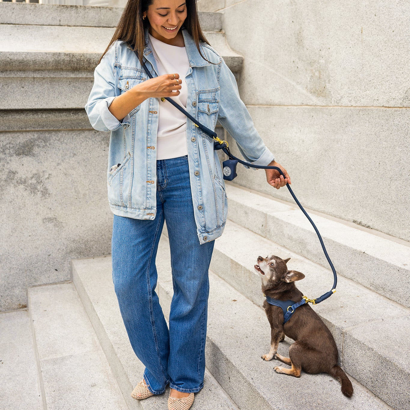 HANDS FREE BUNDLE - EASY-O STEP IN HARNESS Denim Blue