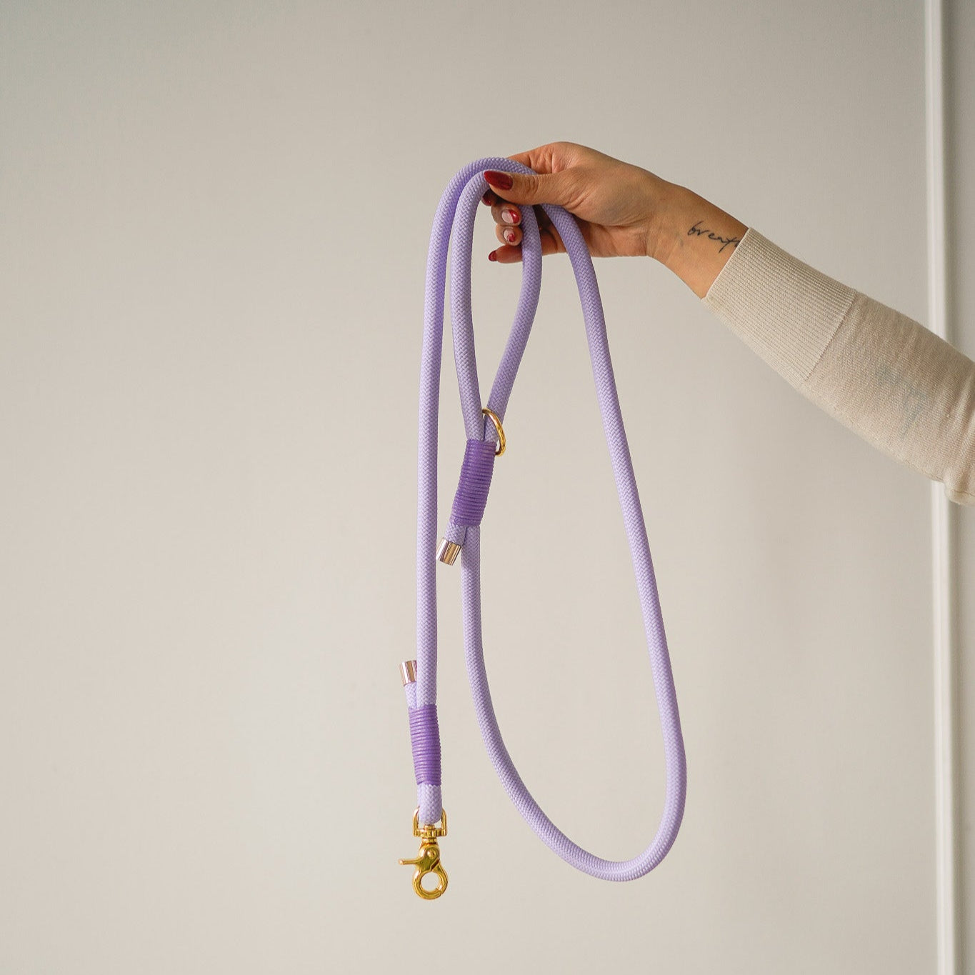 BRAIDED ROPE LEASH - LAVENDER