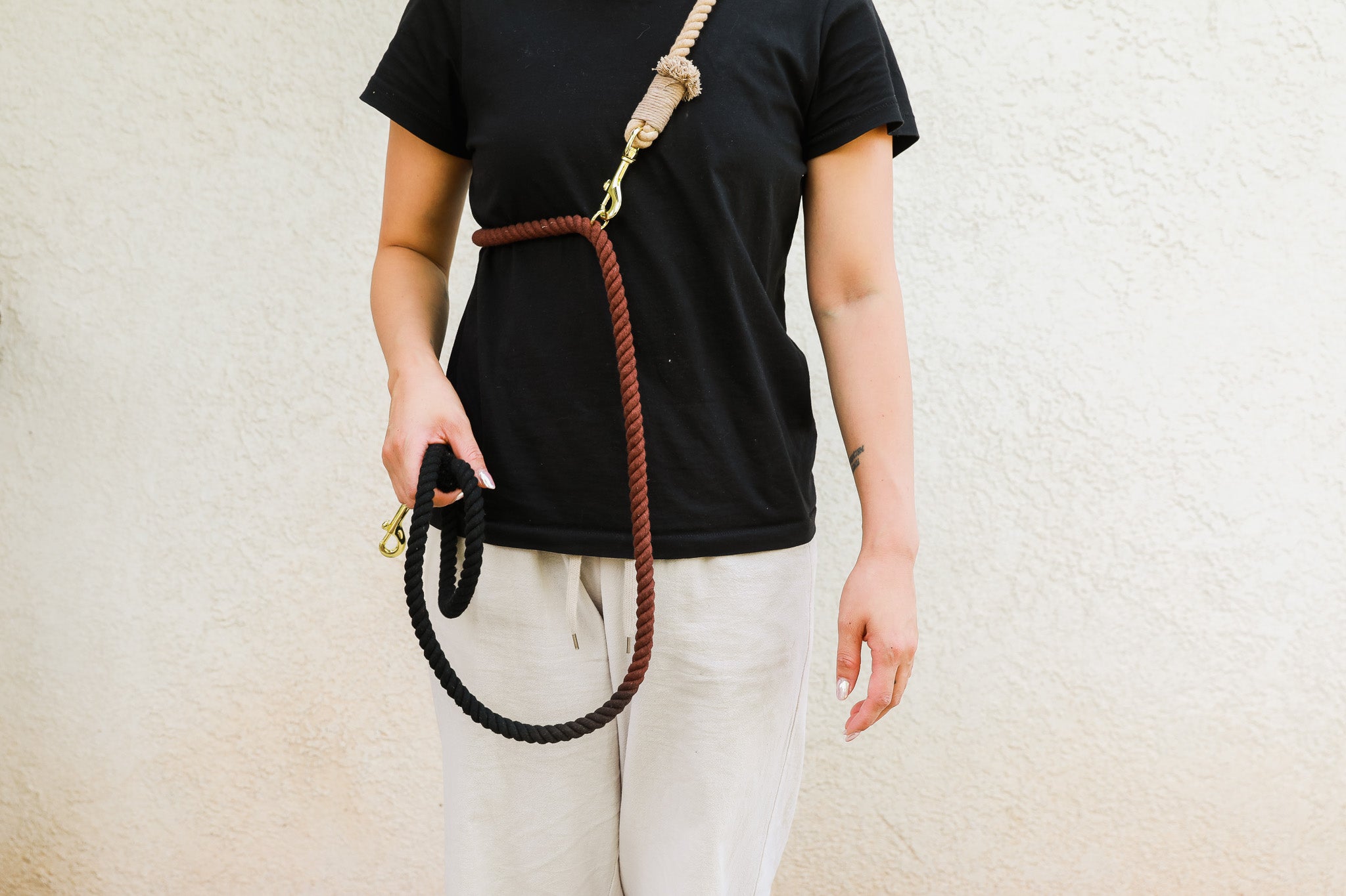 DOG ROPE LEASH HANDS FREE - Ombré Brown Black