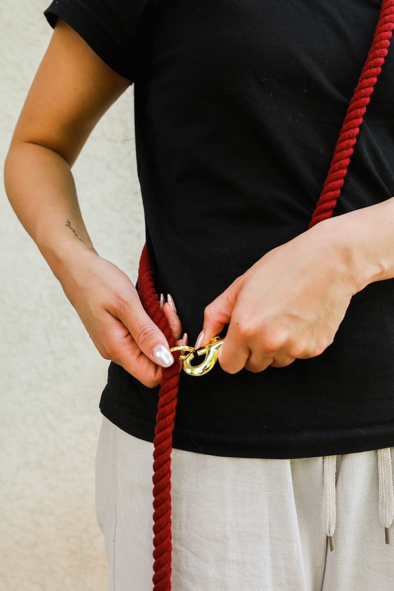 DOG ROPE LEASH HANDS FREE - Red Crimson