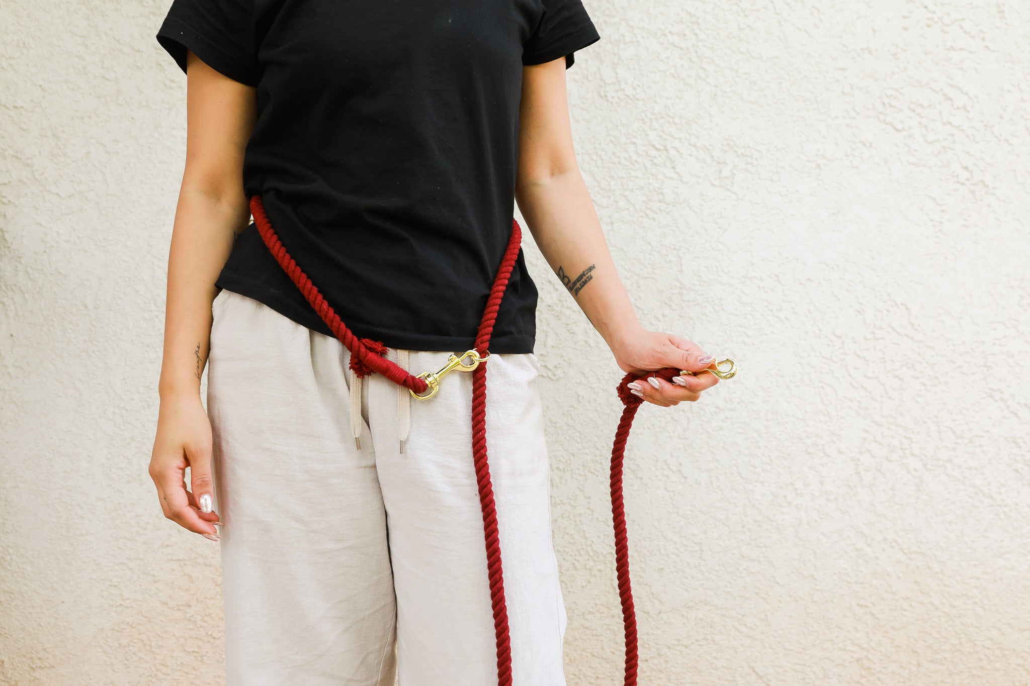 DOG ROPE LEASH HANDS FREE - Red Crimson