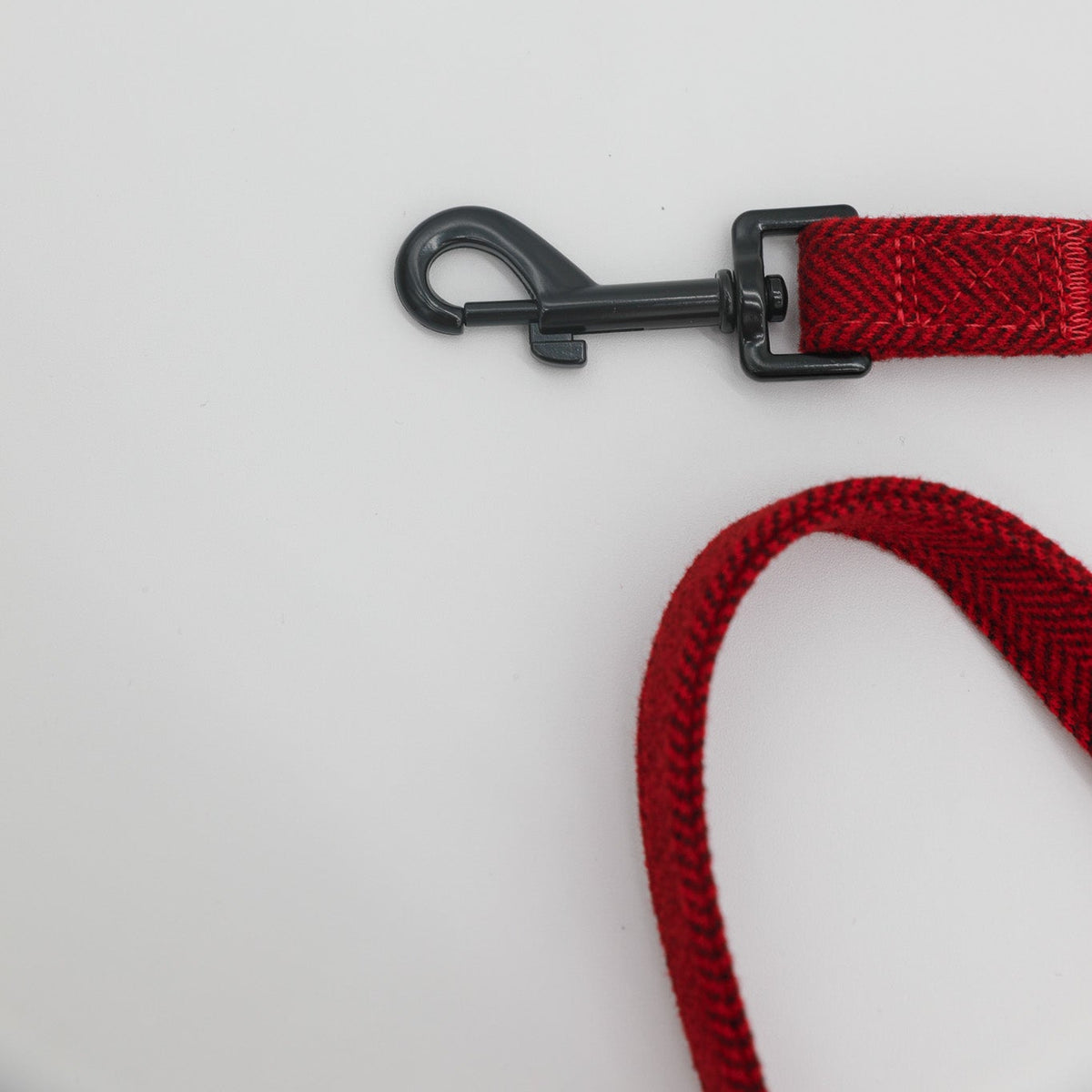 Cranberry Herringbone Dog Leash