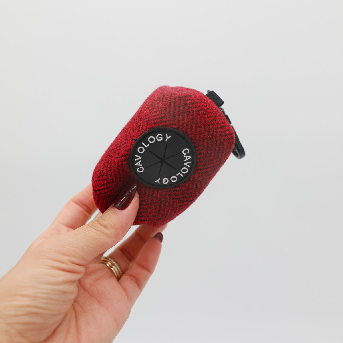 Cranberry Herringbone Waste Bag Dispenser