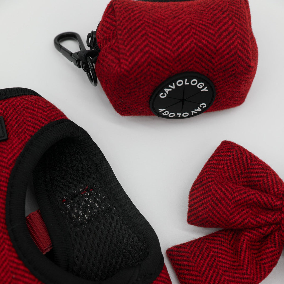 Cranberry Herringbone Waste Bag Dispenser
