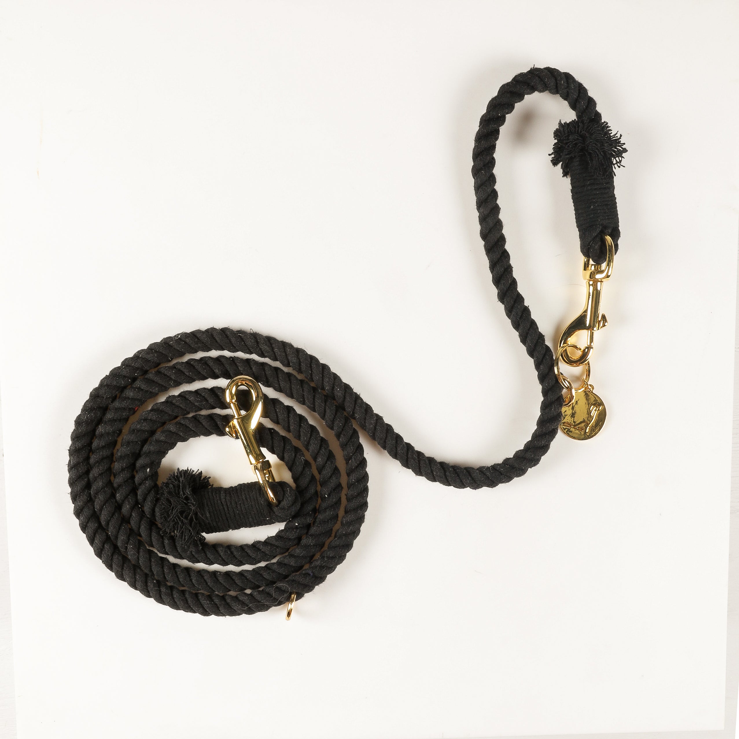 DOG LEASH HANDS FREE COTTON ROPE Black Cavology