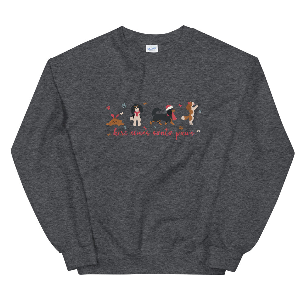 HERE COMES SANTA PAWS SWEATSHIRT