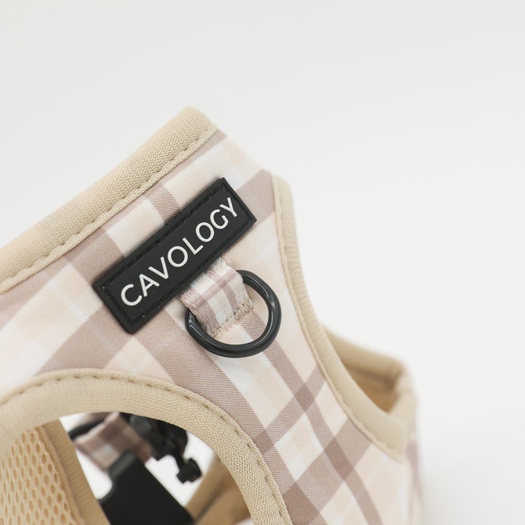 London Fog Cream Plaid Vest Step In Dog Harness