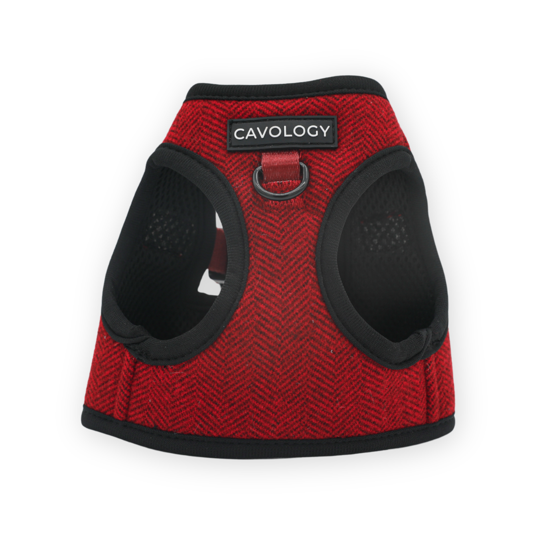 Cranberry Herringbone Vest Step In Dog Harness