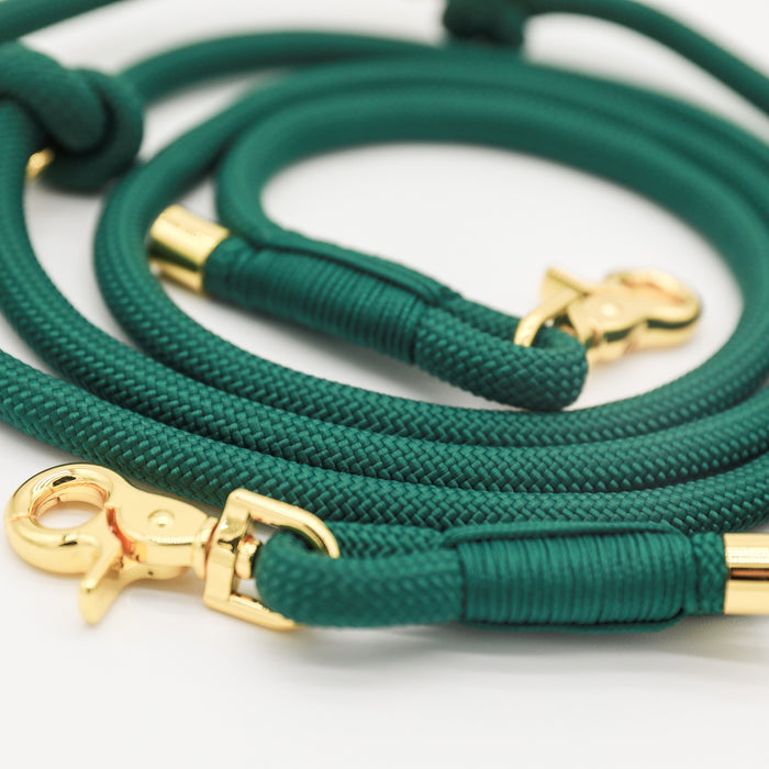 Hands Free Braided Rope Leash - Forest Green