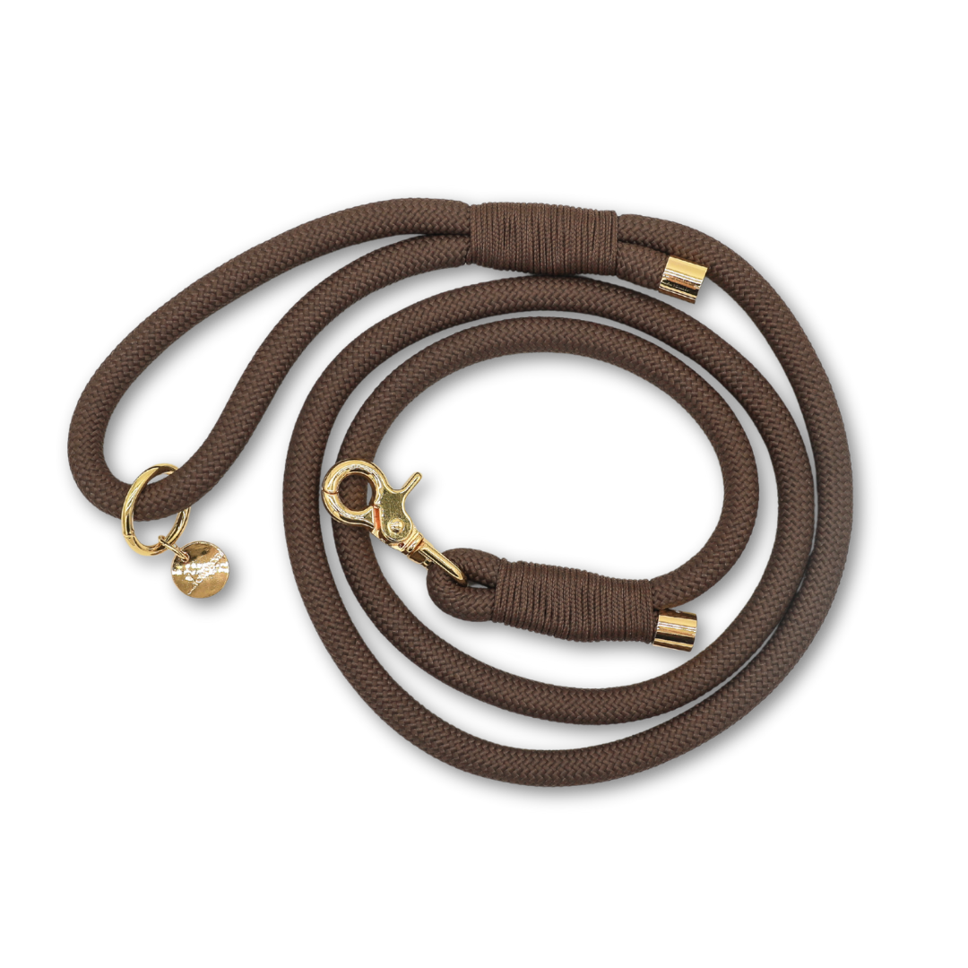 BRAIDED ROPE LEASH - Chocolate Brown
