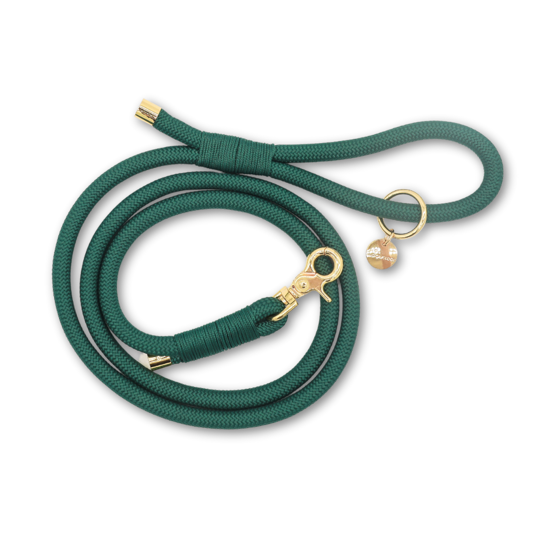 BRAIDED ROPE LEASH - Forest Green