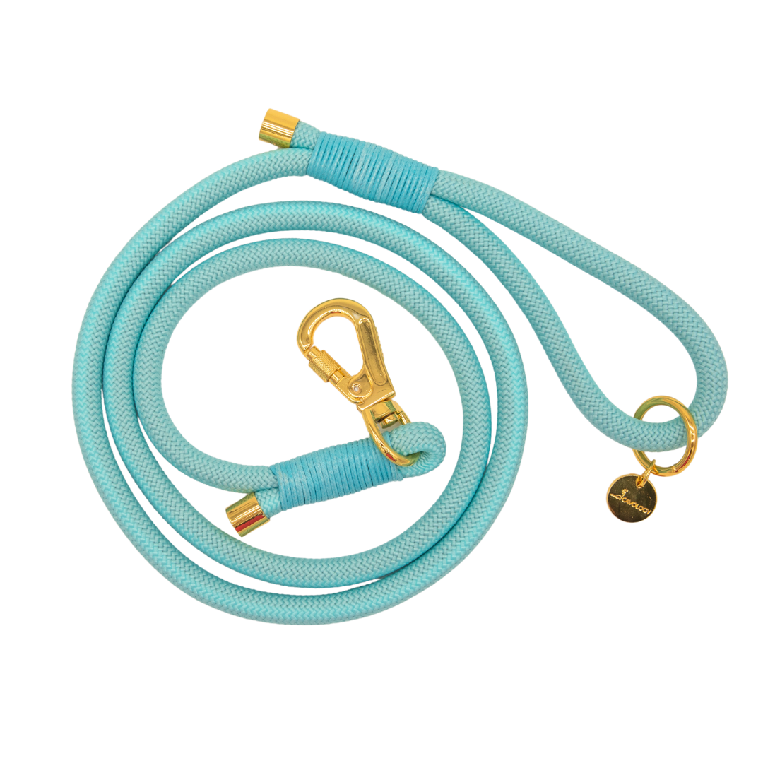 BRAIDED ROPE LEASH - TEAL BLUE