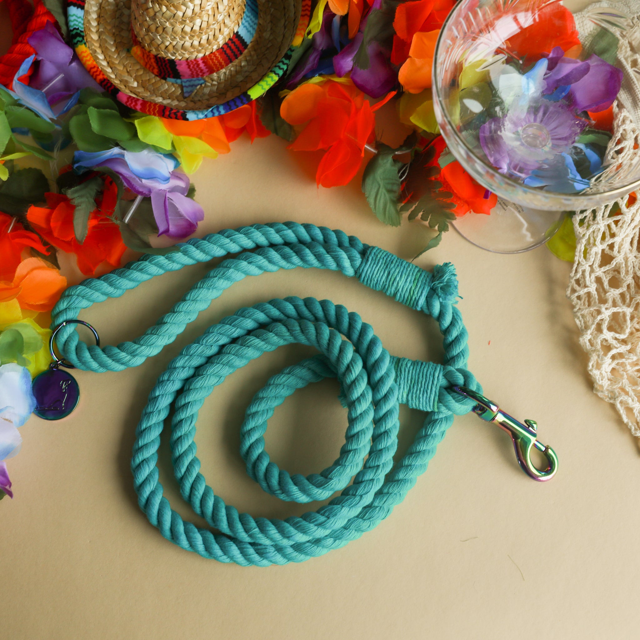 ROPE LEASH - Teal Blue