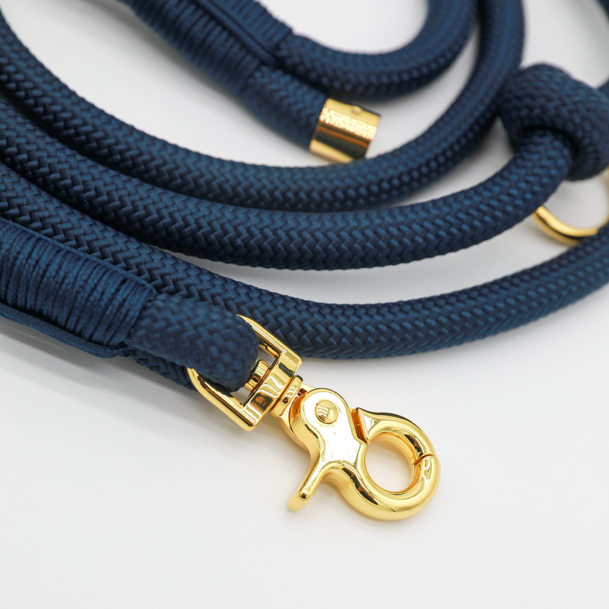 Hands Free Braided Rope Leash - Denim Blue