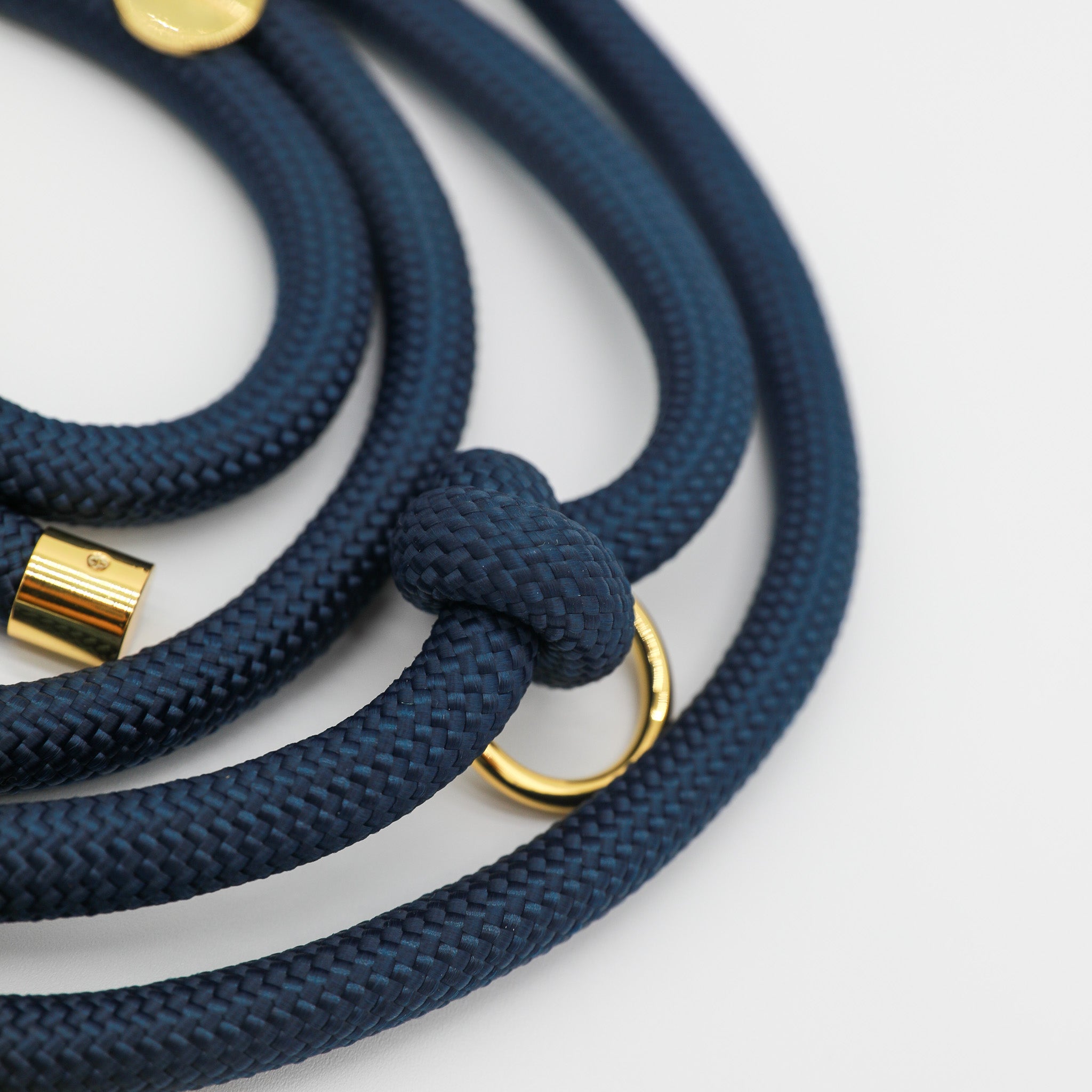 Hands Free Braided Rope Leash - Denim Blue
