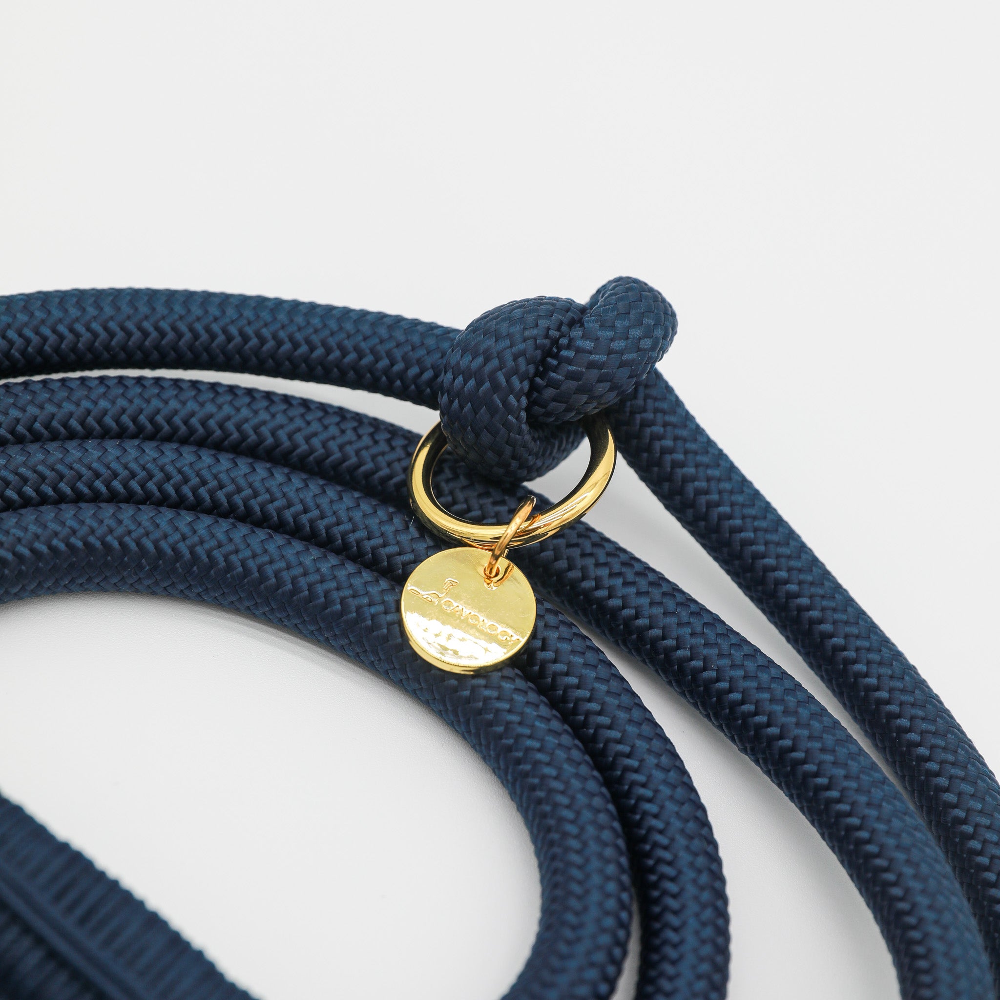 Hands Free Braided Rope Leash - Denim Blue