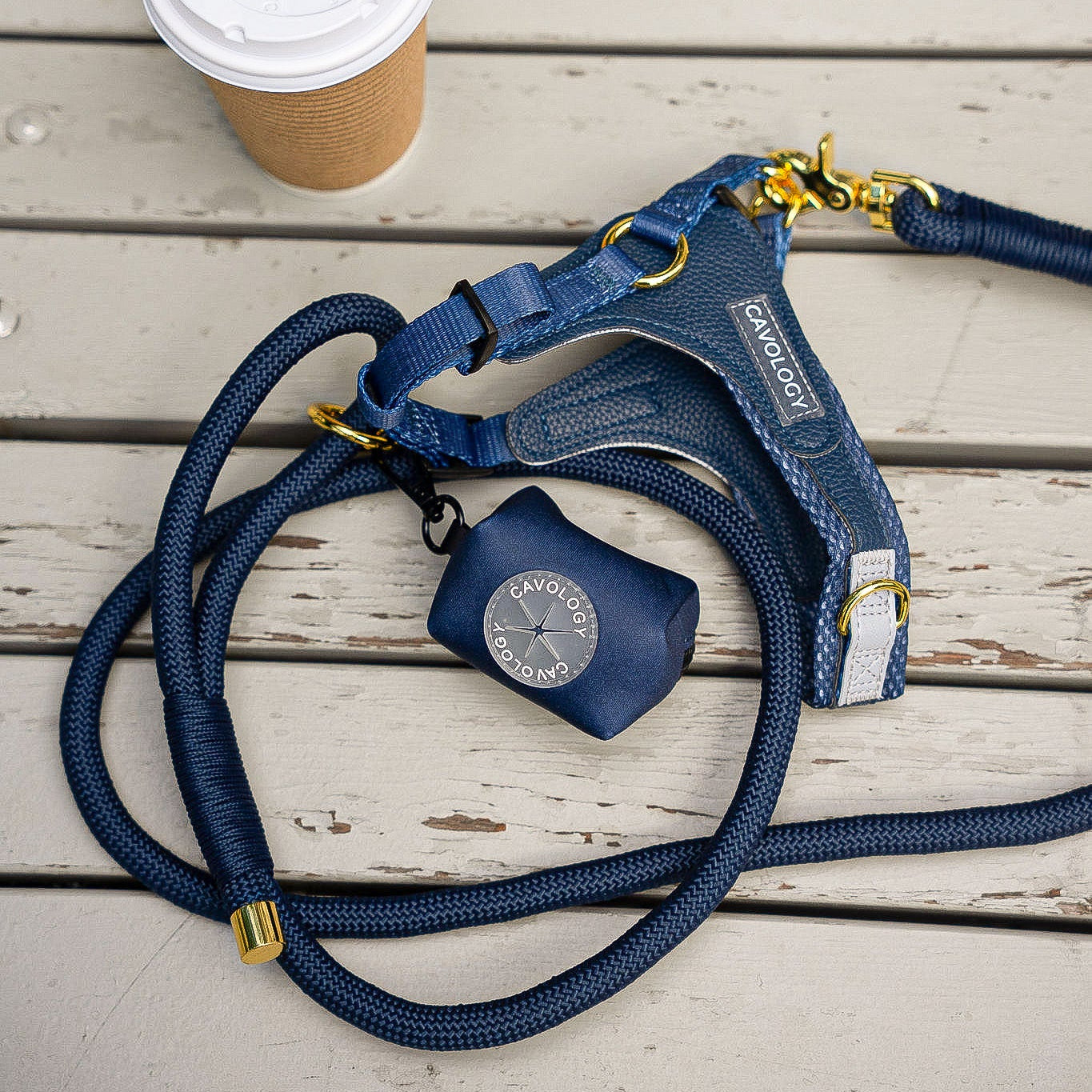 BRAIDED ROPE LEASH - Denim Blue