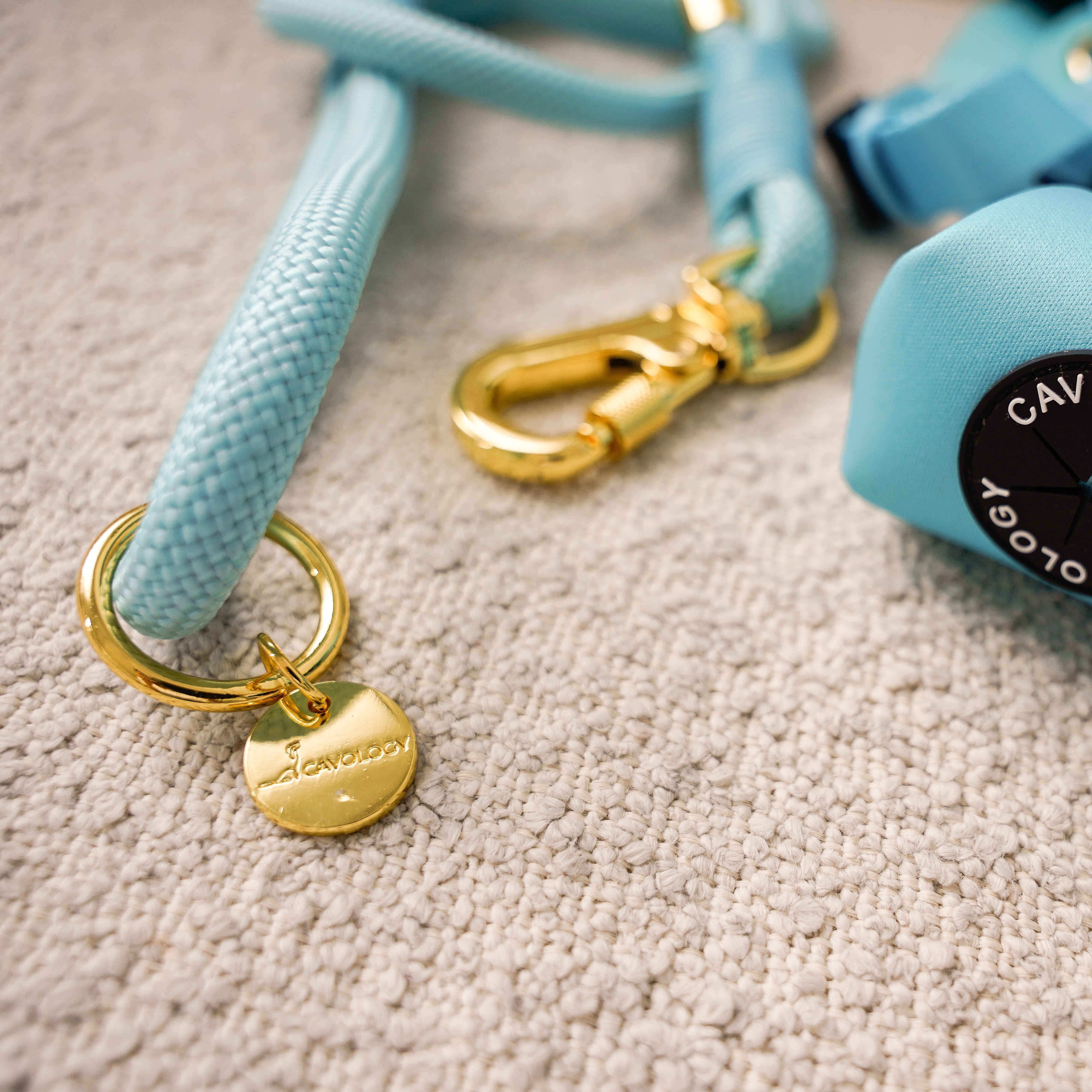 BRAIDED ROPE LEASH - TEAL BLUE