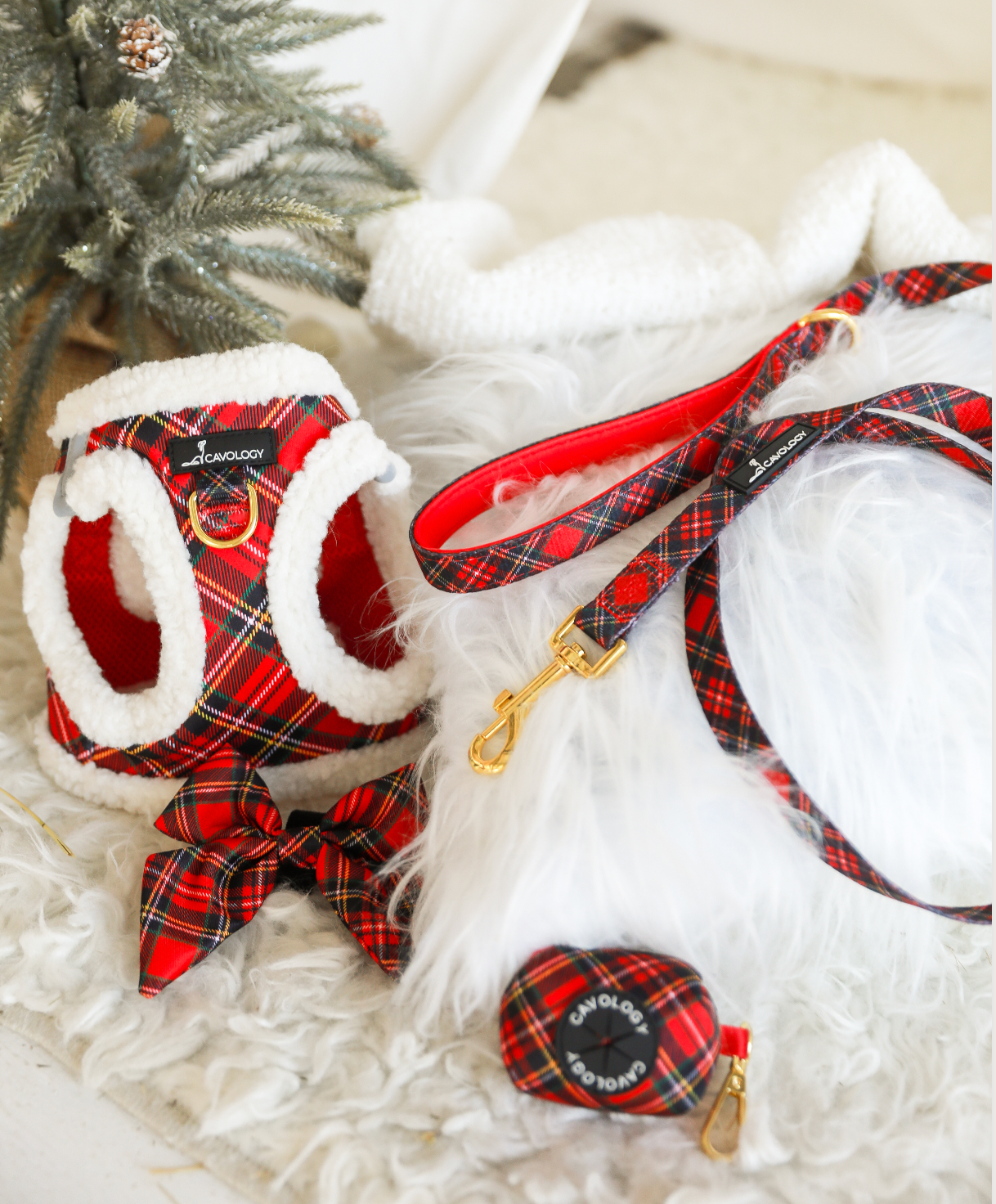 LEASH - Red Plaid Tartan Winter Wonderland