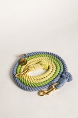 DOG LEASH HANDS FREE COTTON ROPE - Ombré Blue Green Yellow