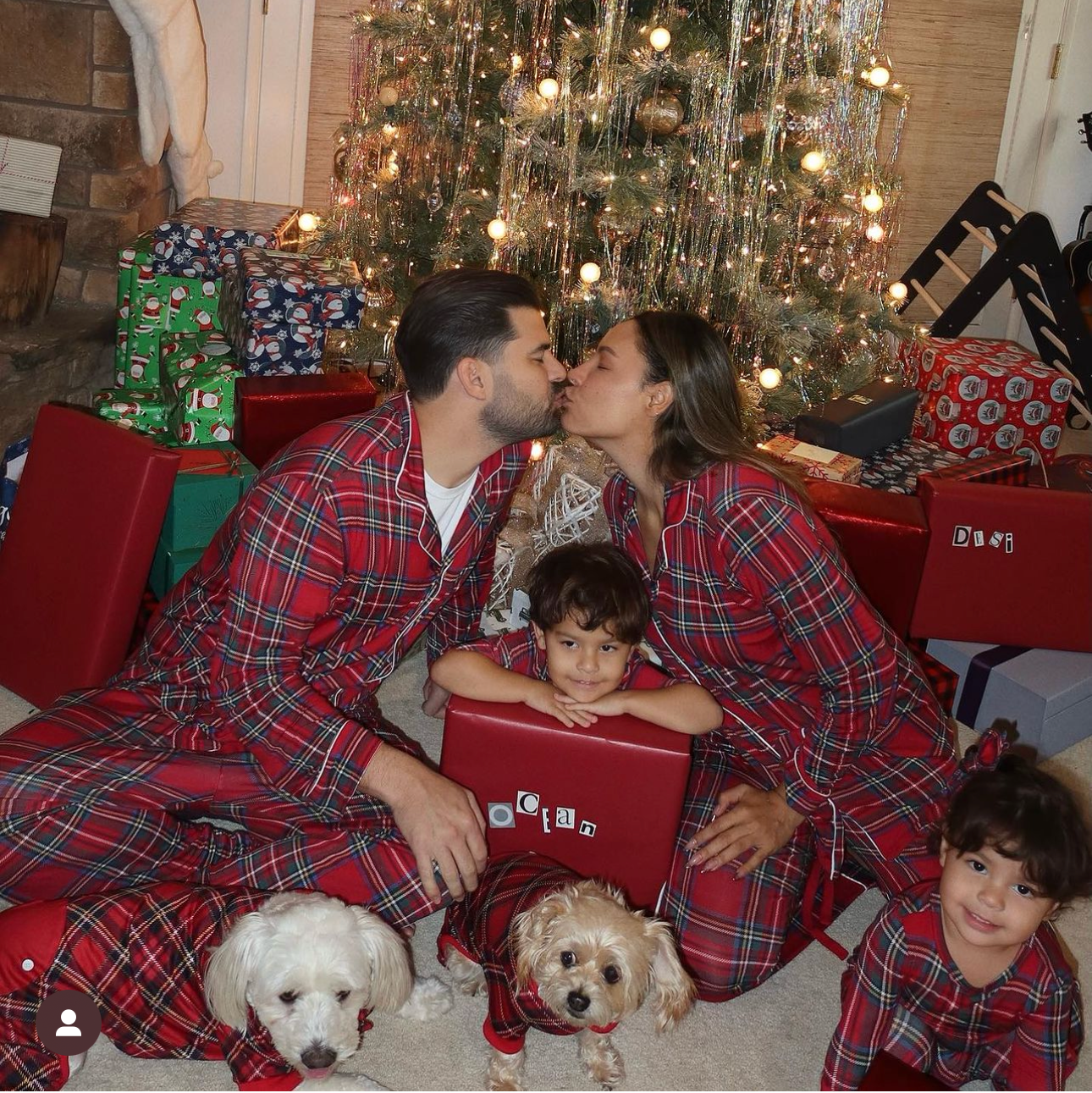 DOG PYJAMAS - Red Plaid Tartan Winter Wonderland