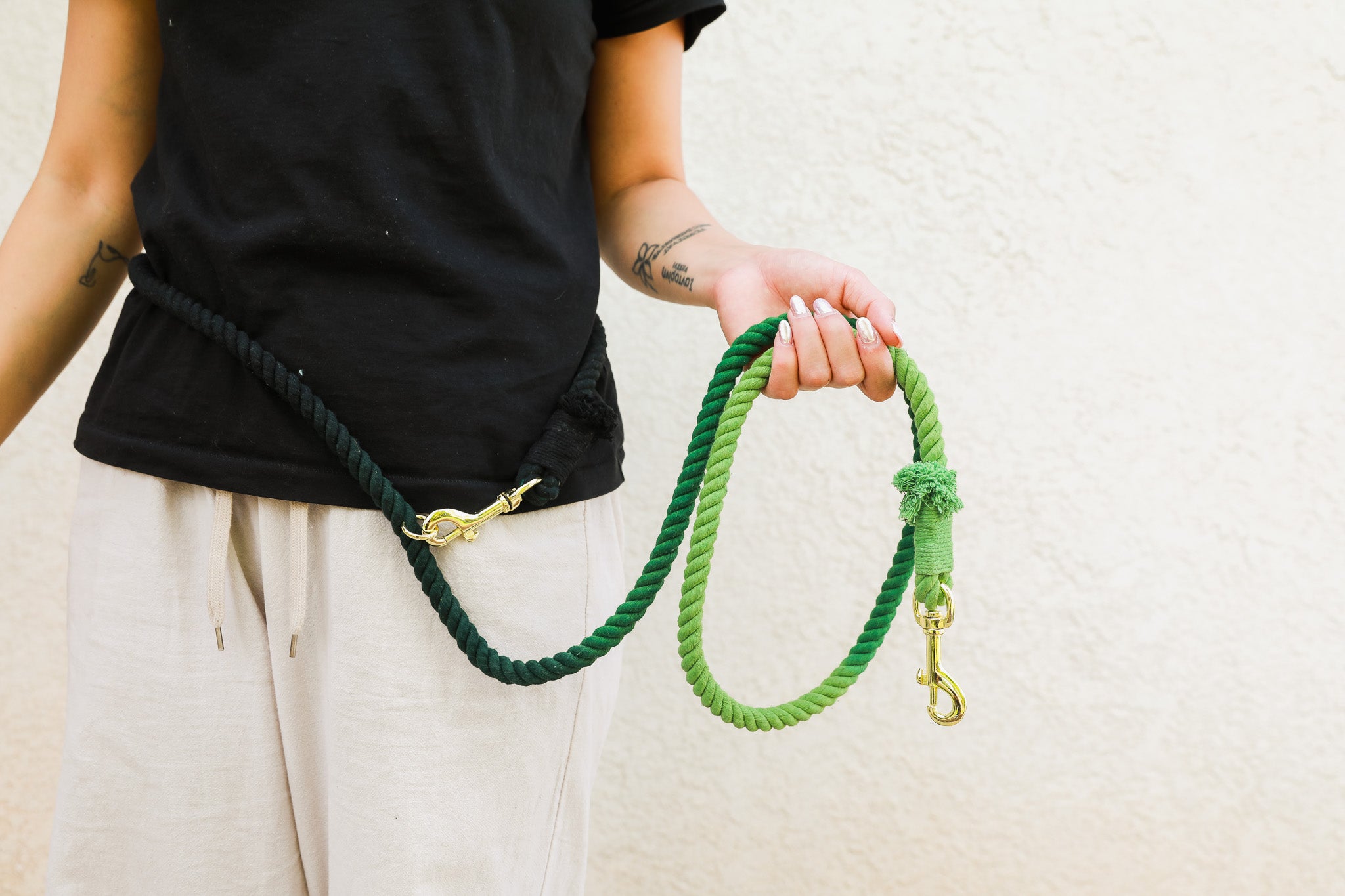 DOG ROPE LEASH HANDS FREE - Ombré Green Black