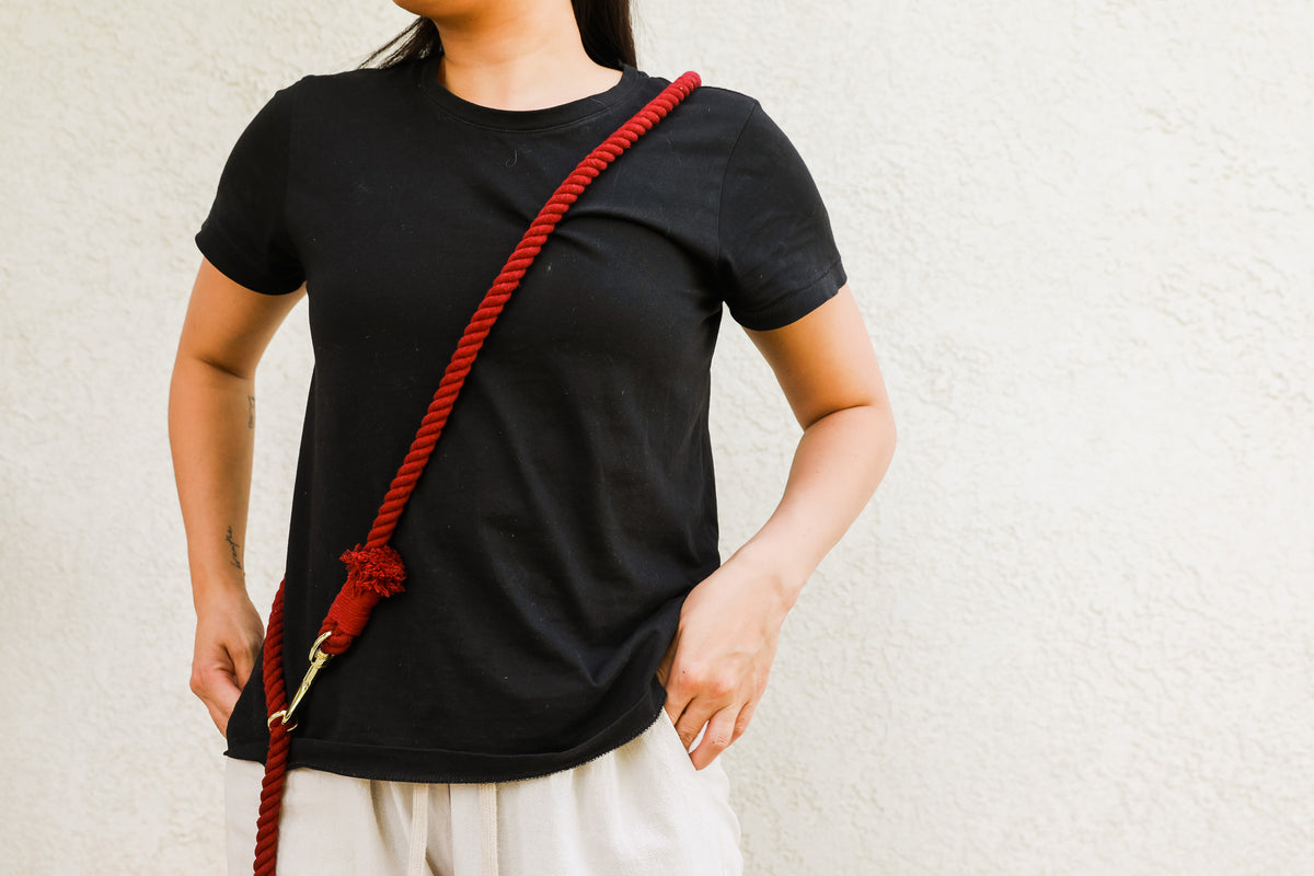 DOG ROPE LEASH HANDS FREE - Red Crimson