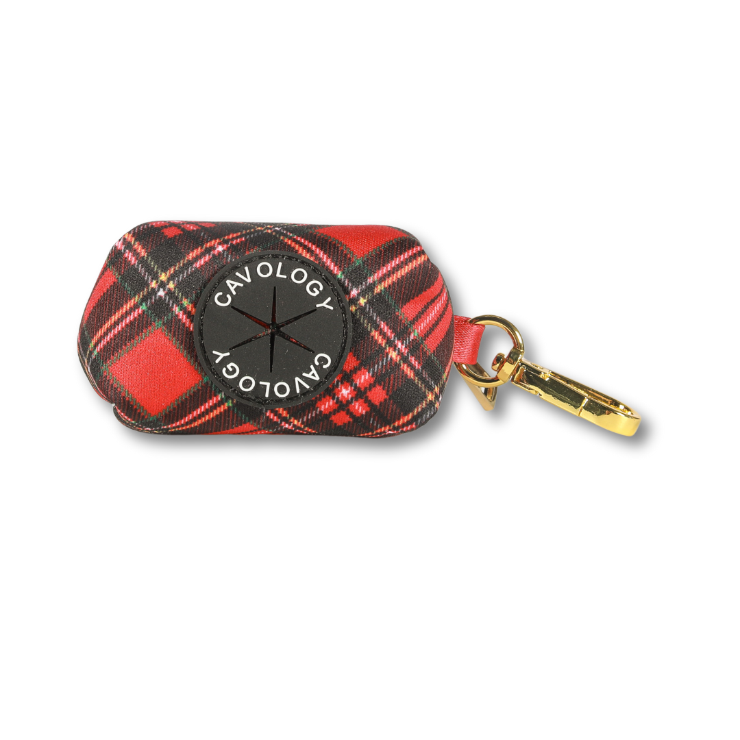 WASTE BAG DISPENSER - Red Tartan Plaid Winter Wonderland