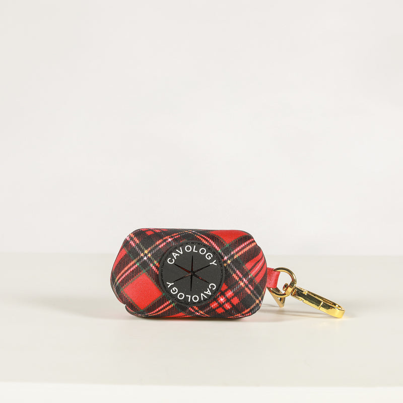 WASTE BAG DISPENSER - Red Tartan Plaid Winter Wonderland