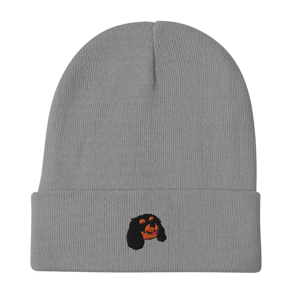 BEANIE - Embroidered Black & Tan