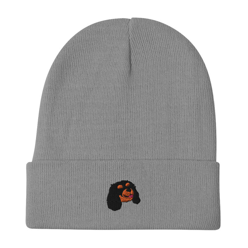 BEANIE - Embroidered Black & Tan