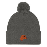 POM POM BEANIE - Embroided Ruby